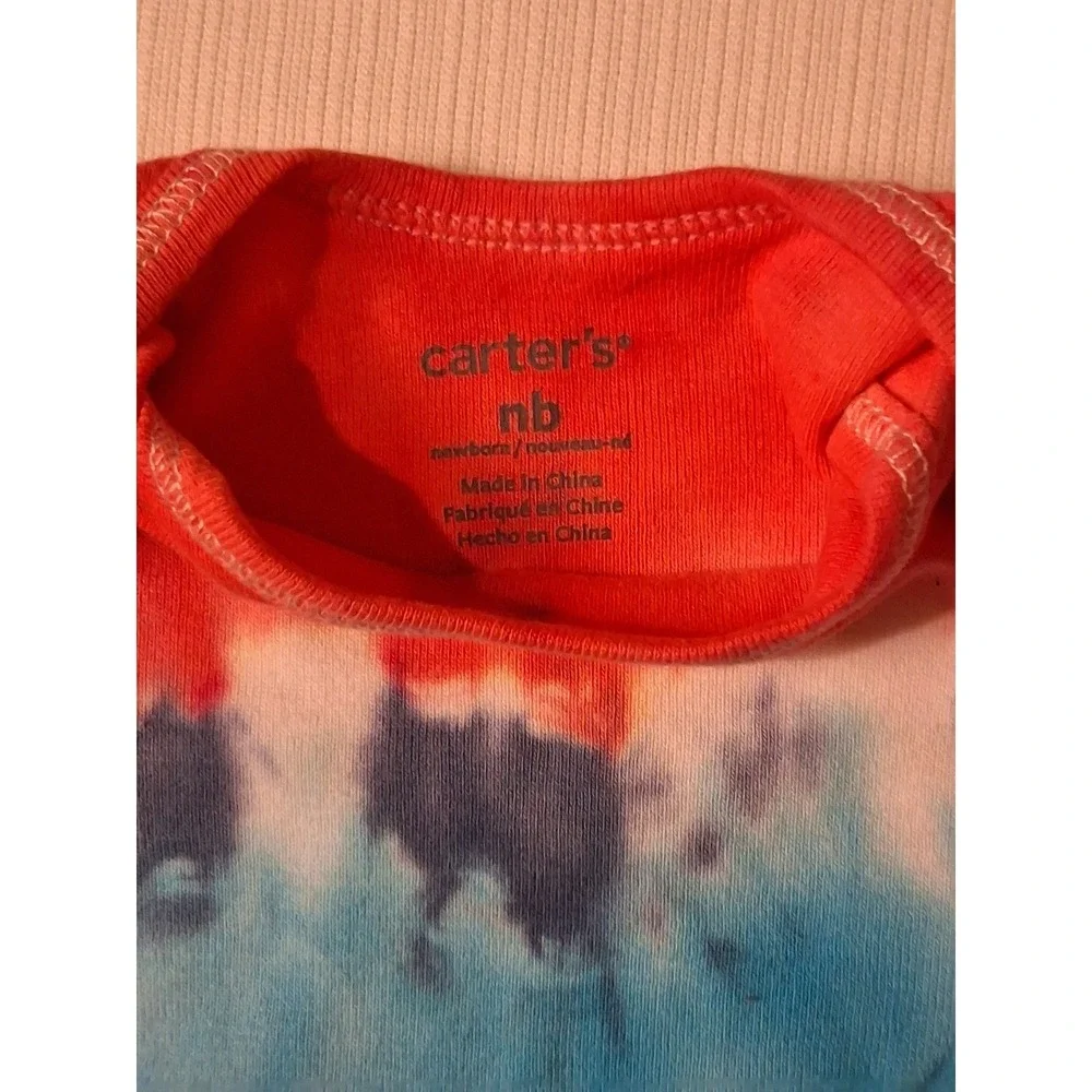 Carter's Bodysuit Baby Newborn Red Blue Excellent Tie Dye Heart Short Sleeve